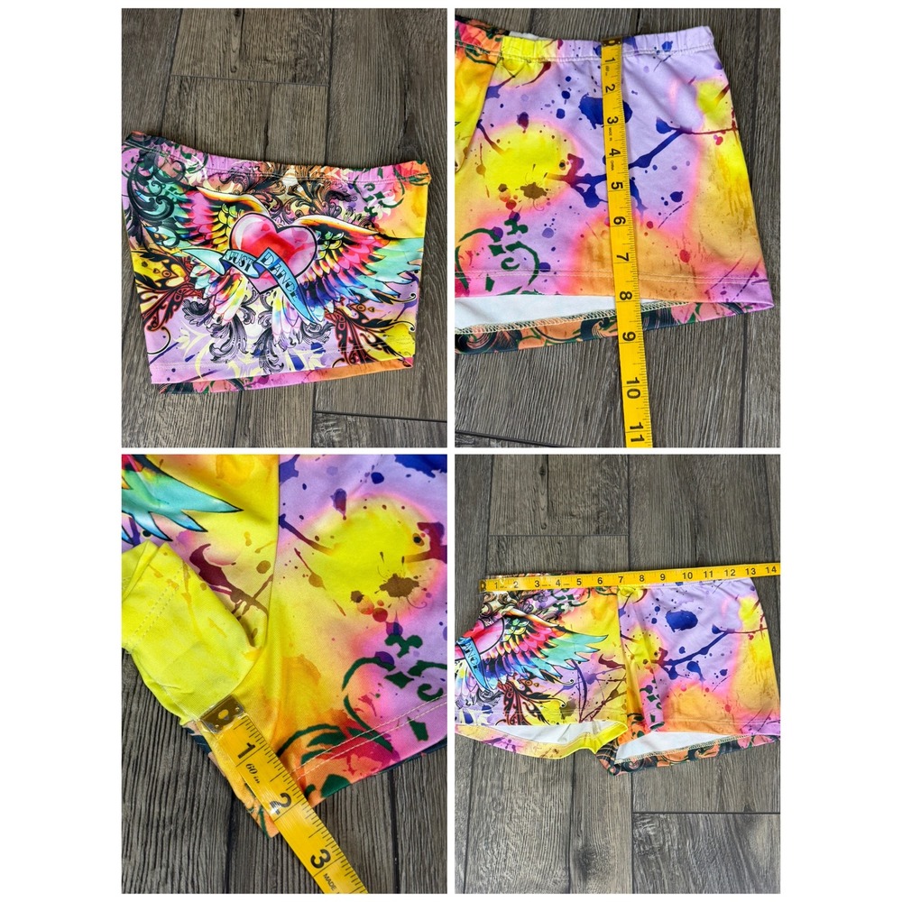 Funky Diva Just Dance Graphic Booty Shorts Multicolor Small Y2K Rave Festival - Picture 5 of 11